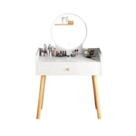 maquillage blanc moderne tabouret miroir tiroirs bois minimaliste
