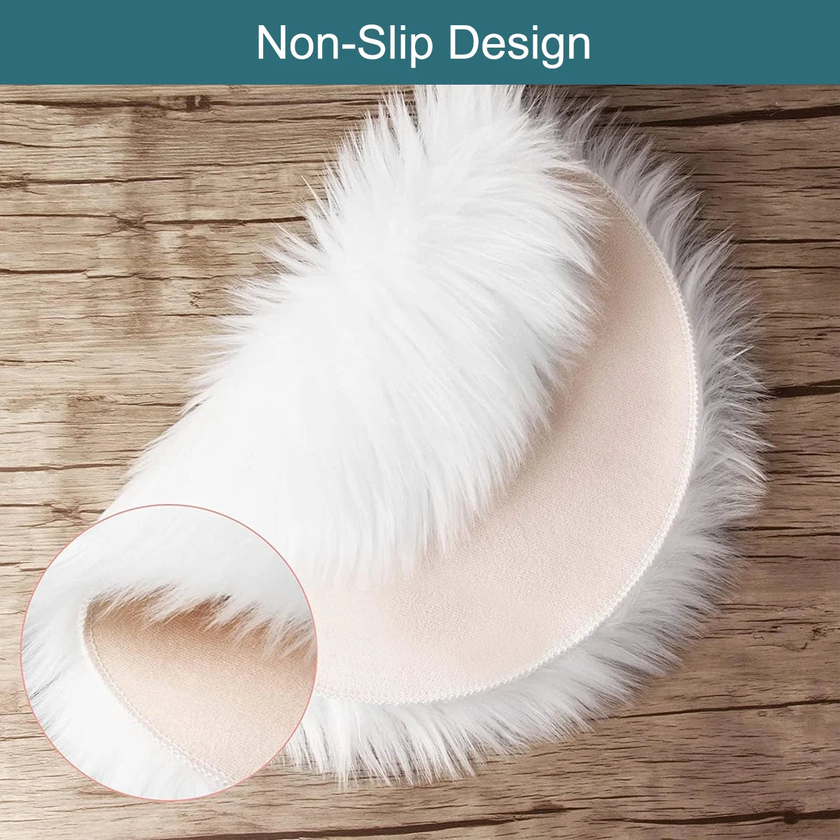 tapis rond blanc fourrure synthétique moderne antidérapant résistant décoloration intérieur maison porte sol