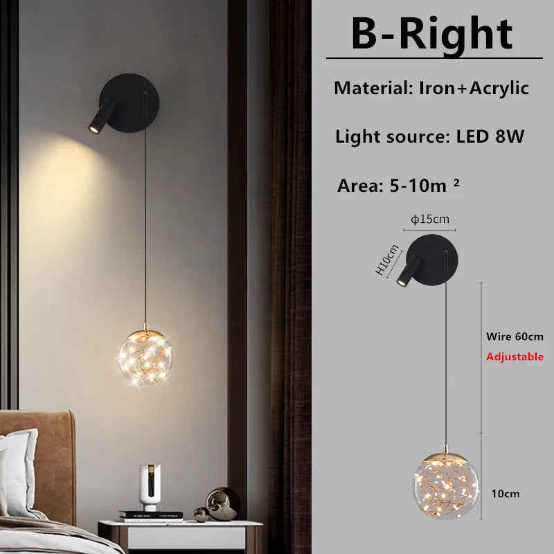 lampe murale moderne minimaliste noir éclairage quotidien fixée mur led chambre salon