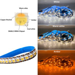 ruban led 5m 144 leds blanc blanc chaud ambre ip65 waterproof moderne