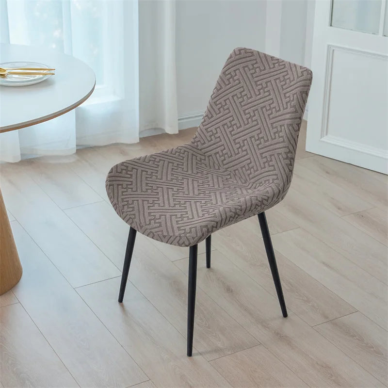 housse chaise extensible jacquard motif géométrique moderne fauteuil salle manger