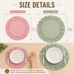 placemats ruchés vert clair rose bleu clair beige élégants table restaurant mariage 30cm 38cm