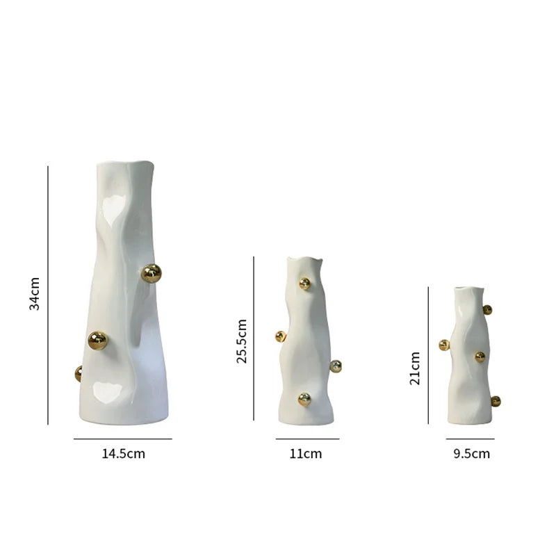 vase moderne résine or blanc argent vis fixé table ornement déco maison