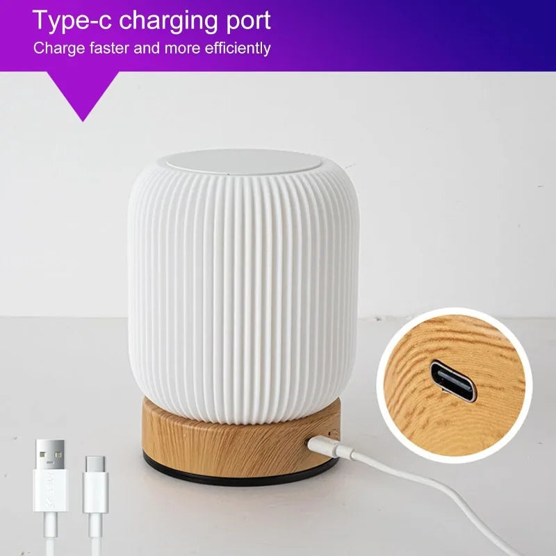 lampe table rechargeable led blanc bois moderne minimaliste tactile sans fil
