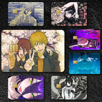 cartes bancaires étanches résistantes adhésives illustration anime personnages fond floral multicolore jaune brun vert