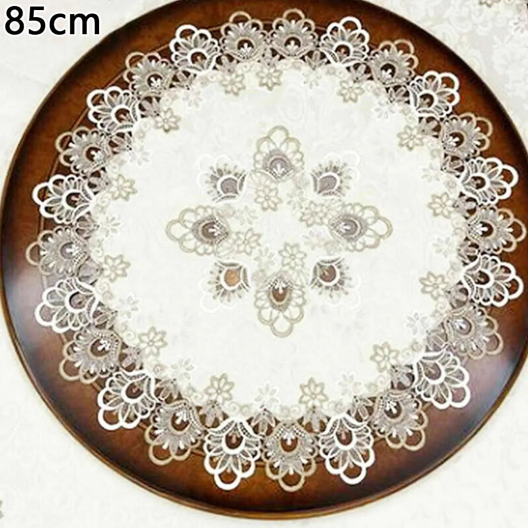 nappe tissu moderne dentelle motifs floraux élégante semi transparente table manger chambre restaurantDecorationVintageBlancBeigeArgent