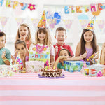 nappe rayures horizontales rose blanche décoration fête anniversaire enfantine transparente occasionnelle festive