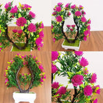 plantes artificielles bonsaï violet rose blanc jaune rouge pot carré mousse verte décoration intérieure