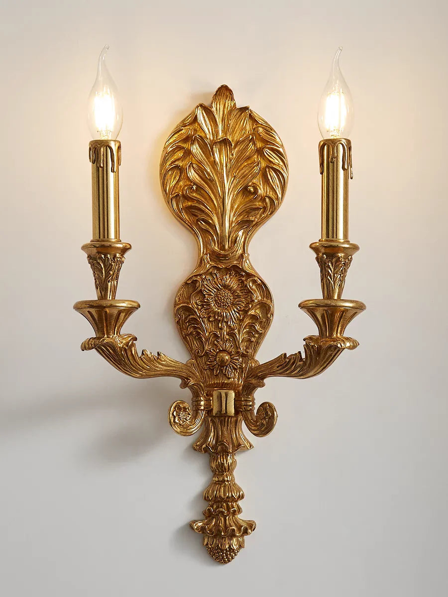 applique murale dorée ornements floraux classique deux ampoules filament salle bain chambre coucher entrée