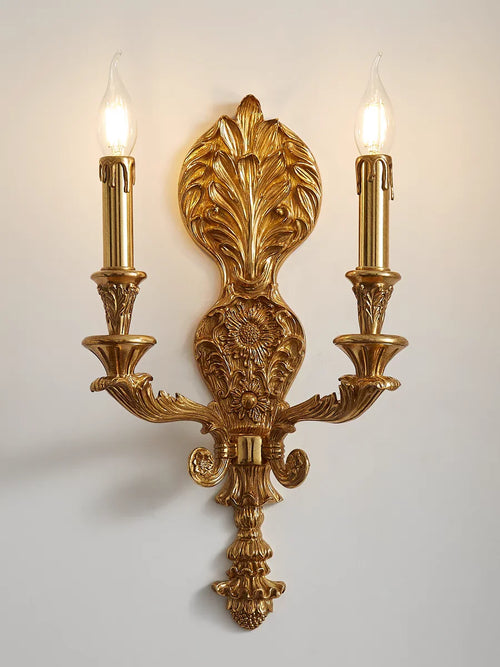 applique murale dorée ornements floraux classique deux ampoules filament salle bain chambre coucher entrée