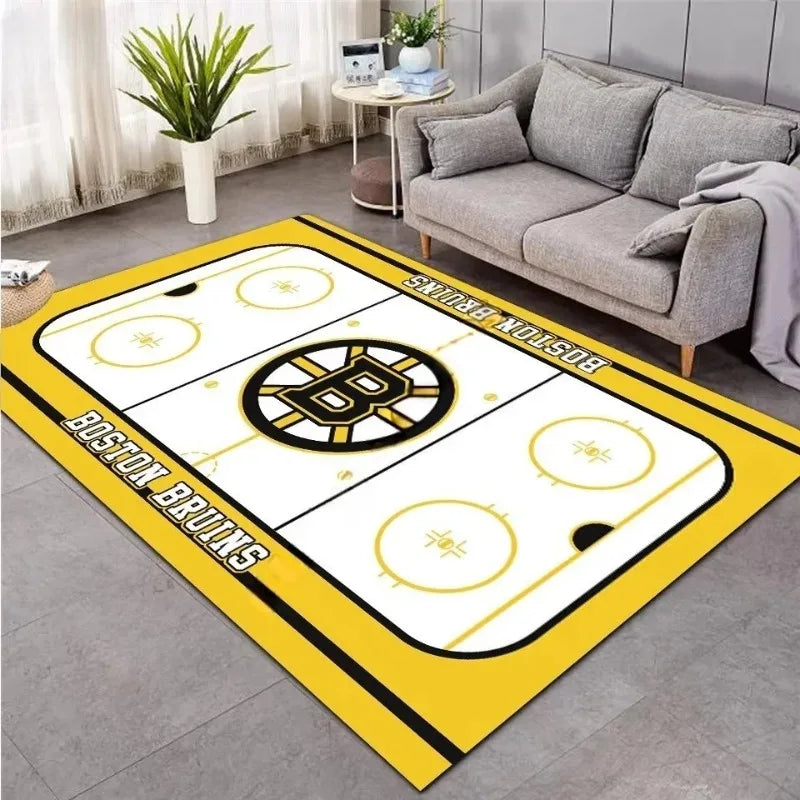 tapis moderne hockey logo équipe bleu blanc noir décoration maison salon chambreextérieur