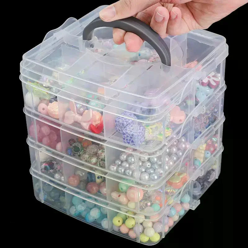 boîte rangement transparente velours compartiments réglables pratique moderne poignée