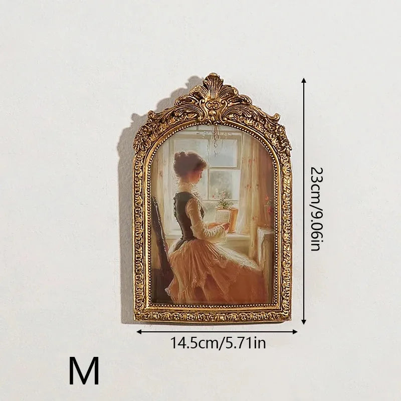 cadre photo vintage or orné femmes robe intérieur décoration mur tableauOpaque verre transparent