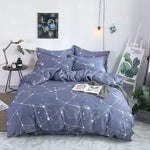 ensemble literie moderne noir blanc motif géométrique housse couette oreillers polyester