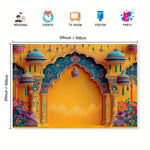 toile fond décoration murale indienne arches colonnes motifs floraux jaune orange violet occasionnelle festive