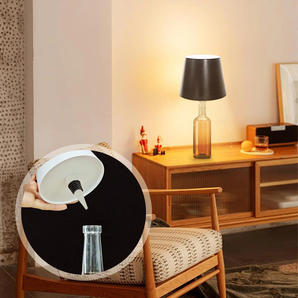 lampe table bouteille charge usb tactile couleurs gradation continue moderne abs