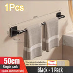 porte serviettes adhésif noir moderne 50cm poli aluminium salle bain