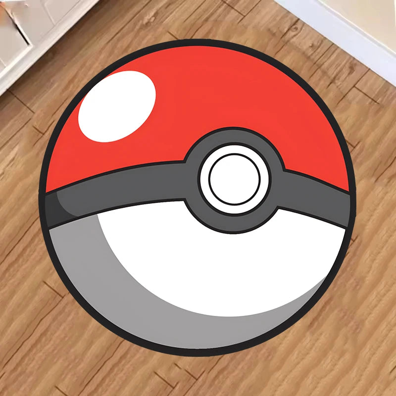 tapis rond motif poke ball rouge blanc gris decoration intérieure moderne pokémon 100cm 120cm
