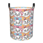 panier rangement pliable motif chat rose blanc linge jouets enfant coton