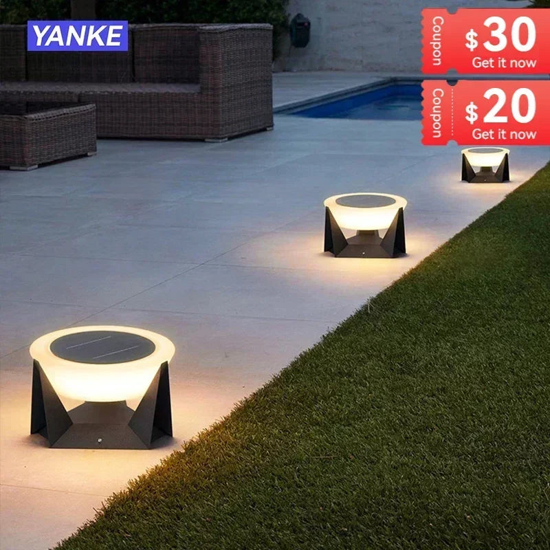 lampes solaires led extérieures modernes noires blanches autonomes étanches patio