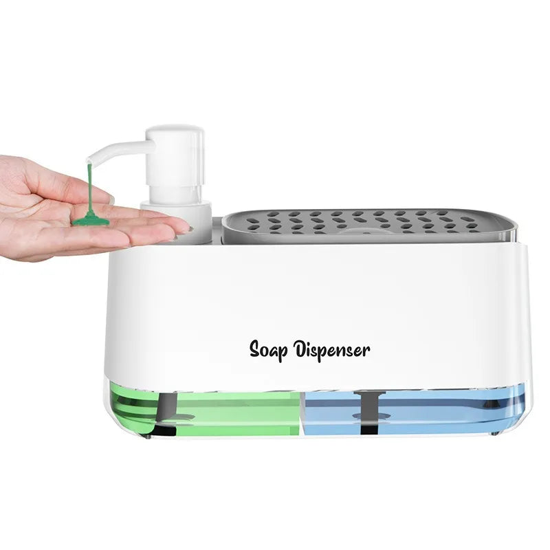 distributeur savon liquide double mousse éponge gant cuisine moderne noir vert bleu jaune mat
