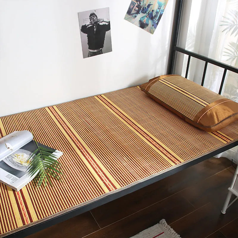 tapis sol moderne rayures horizontales beige brun clair