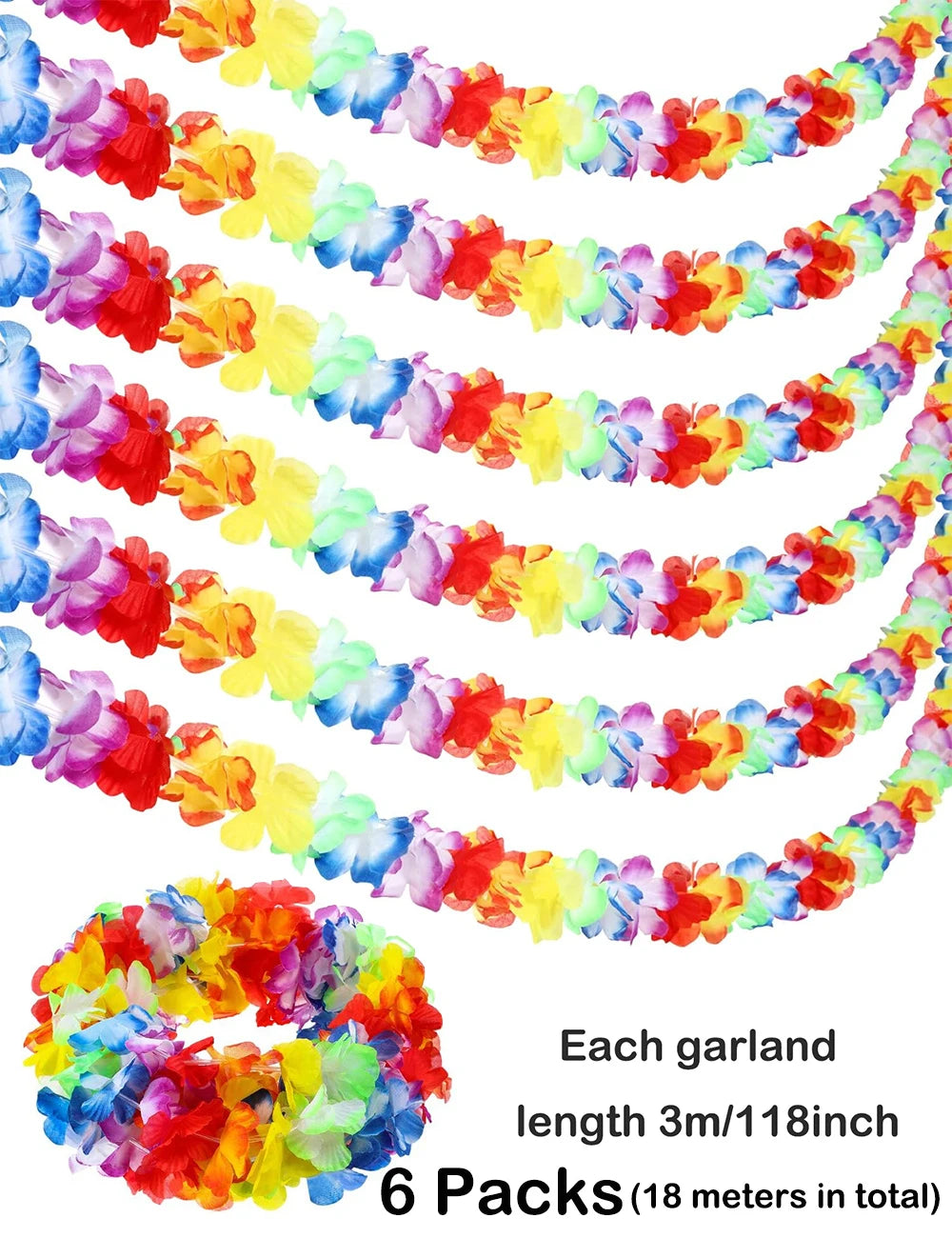 guirlande fleurs artificielles multicolores décoration tropicale hawaïenne anniversaire mariage extérieur maison 3m