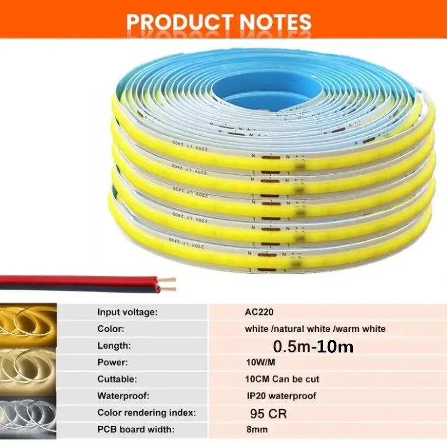 ruban led 220v 240leds smart ic blanc naturel chaud adhésif moderne minimaliste