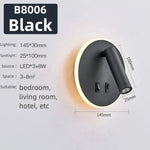 lampe murale moderne led noir blanc interrupteur port usb éclairage quotidien fixée mur ampoles