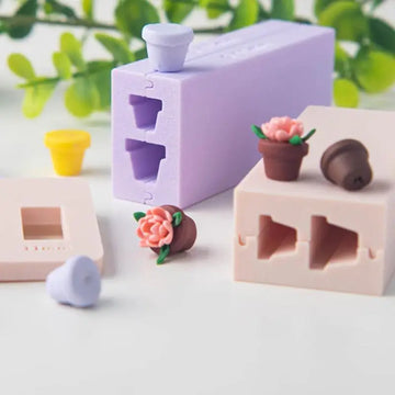 moules silicone polymère pots fleurs motifs rainurés fleurs texturées artisanal floral bijouterie DIY crafting