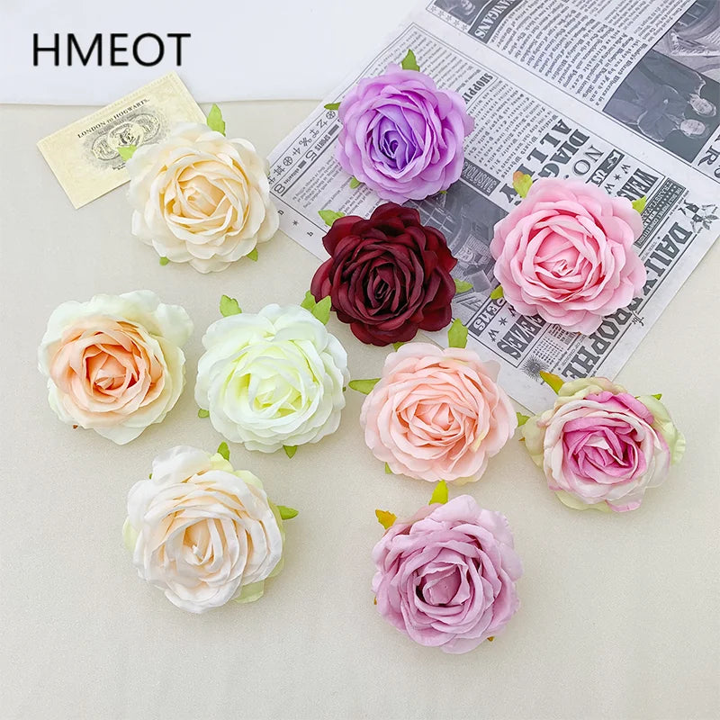 Décoration murale artificielle roses soie classique blanc rose violet romantique