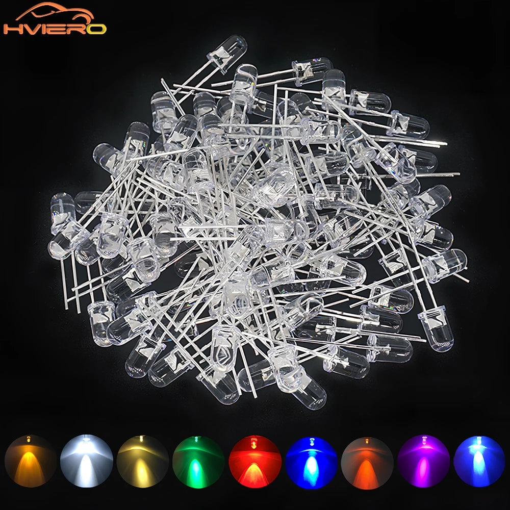 Diodes led super lumineuses 5mm rondes transparentes blanc rouge vert bleu eau claire moderne