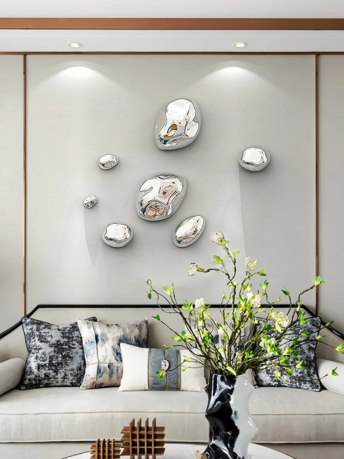 Décoration créative en pierre galvanisée bleue pour hôtel