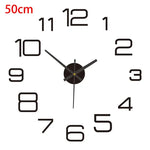 horloge murale moderne adhésive noir or rouge numéros aiguilles 50cm 40cm