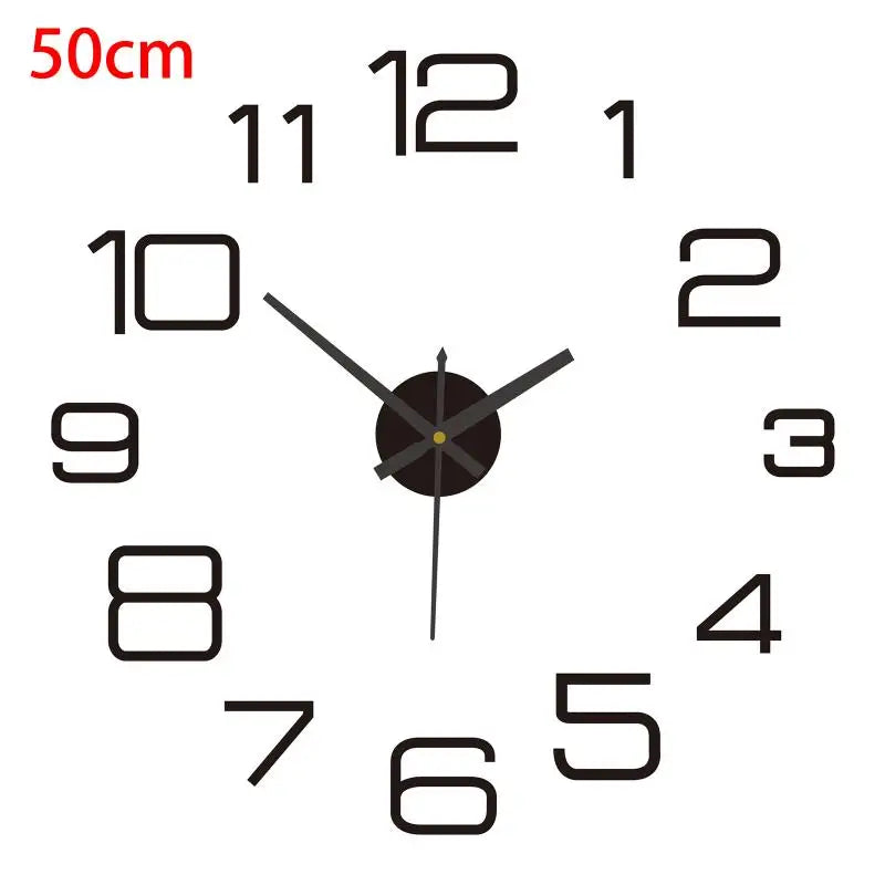horloge murale moderne adhésive noir or rouge numéros aiguilles 50cm 40cm