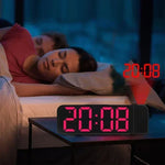 projecteur réveil numérique led moderne alarme thermomètre noir rouge vert minimaliste chambre table mur