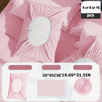 lit moderne couverture rayée verte rose blanche 50x80cm élastique 16 pièces