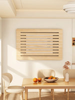 radiateur mural bois naturel moderne rayures horizontales salon appartement chic