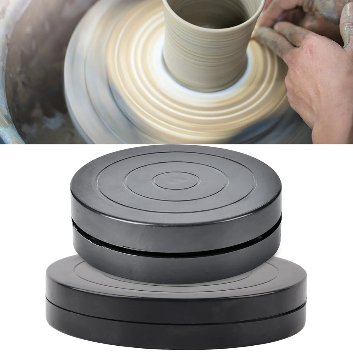 support poterie noir circulaire gravure centrale moderne opaque sculpteur potier