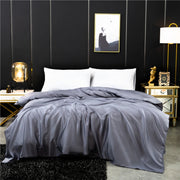 housse couette soie naturelle gris blanc satinée fermeture éclair moderne luxueuse lit ensemble taies