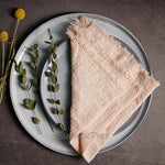 serviette table coton texture lin bords franges rustique décoration fête mariage maison
