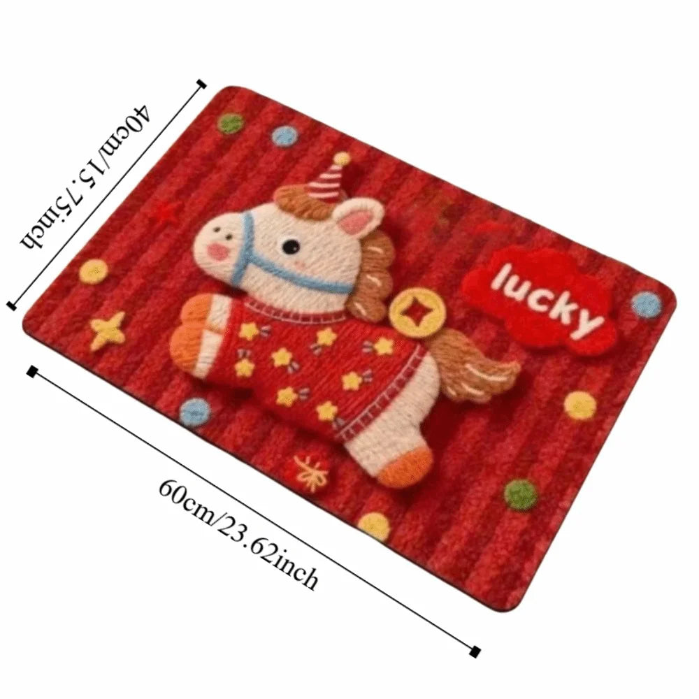 tapis sol antidérapant polyester vinyle géométrique chevaux motifs floraux lettres chinoises happy lucky festive