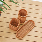 panier rotin marron clair couteau cuillère baguettes assaisonnement rangement cuisine rustic