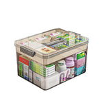 boîte rangement transparente poignée compartiments divisés organisateur médicaments maison plastique