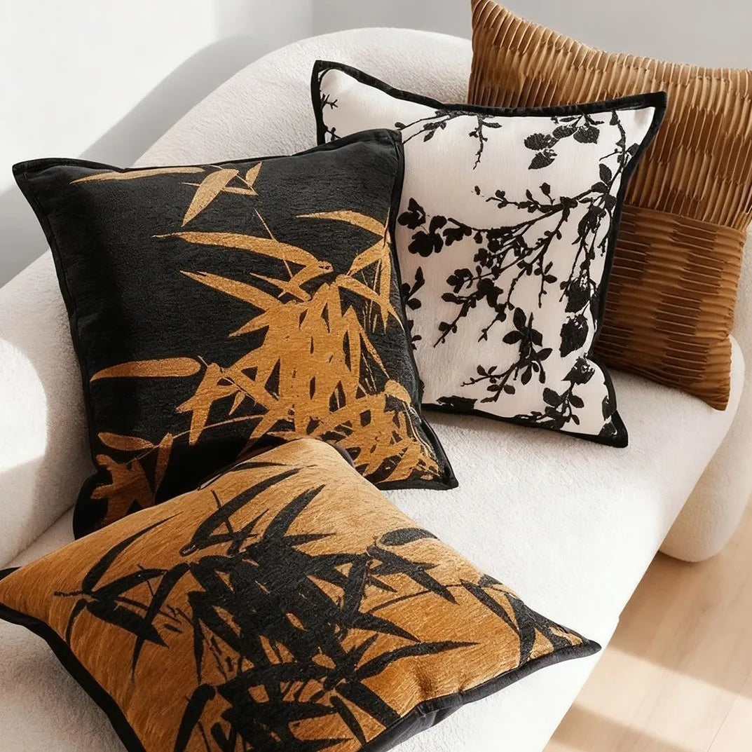 coussin bohème léopard géométrique marron noir blanc décoratif moderne élégant 45x45cm amovible lavable
