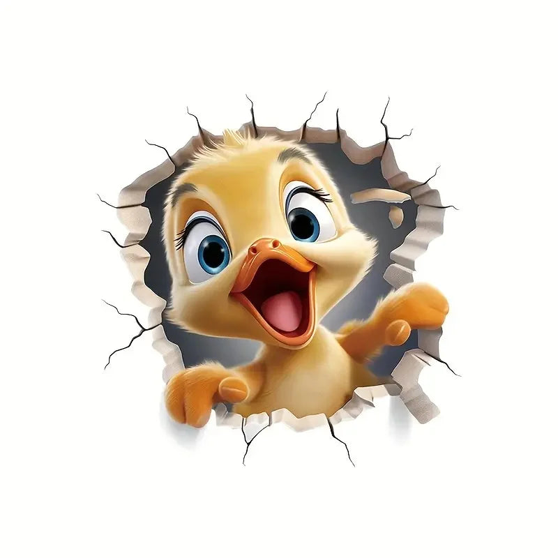 sticker mural oiseau dessin animé adhésif orange jaune gris blancintérieur moderne pvc