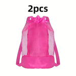 sac dos réutilisable polyestère maille rose bleu vert clair moderne fermeture éclair poche cordon