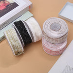rubans décoratifs élégants noir blanc beige rose tissu carreaux bordure perlée classique 2mètres