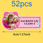 étiquettes personnalisables adhésives enfants couleurs bleu rose vert violet motifs floraux modernes textes personnalisables