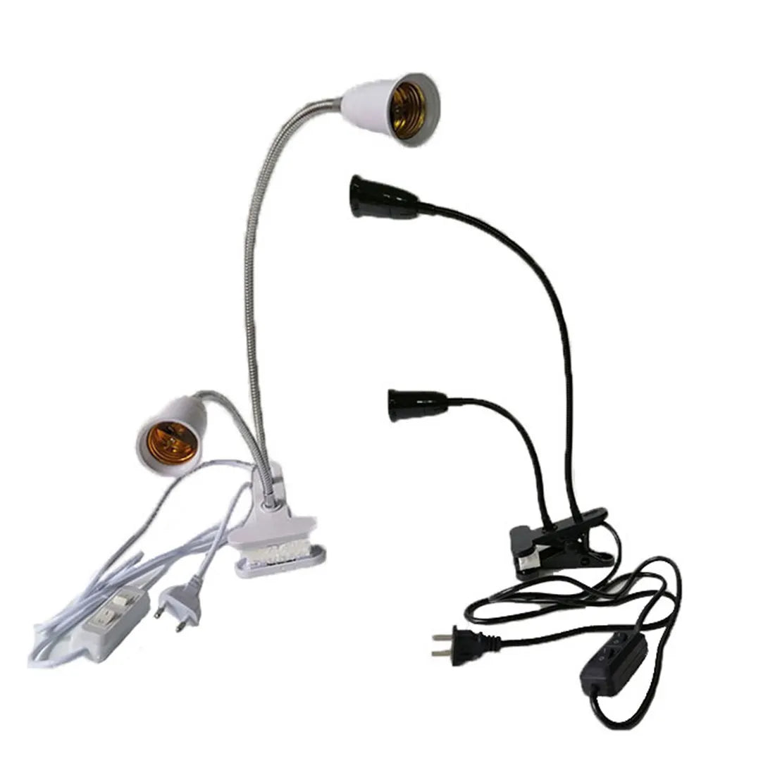 lampe flexible deux lumières pinces clipser blanc noir moderne fonctionnelle